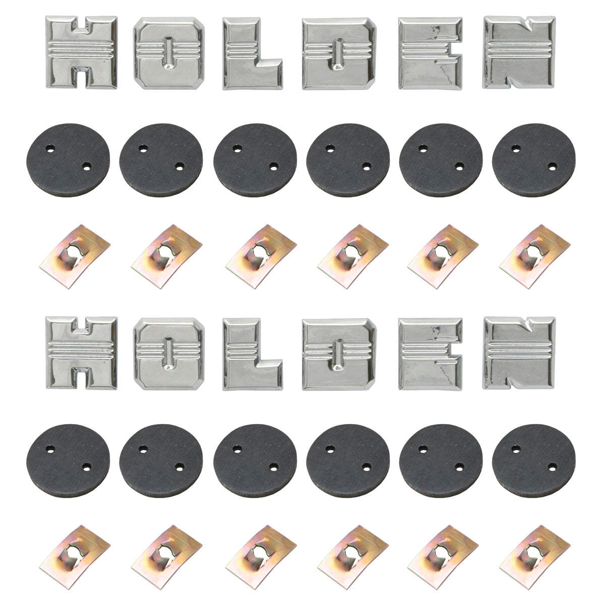 Holden FX Badge Letter Set x2 + Clips + Seals -H O L D E N- BONNET + BOOT emblem - kB1082-a