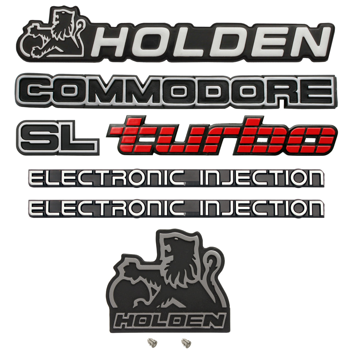 Holden VL Commodore SL TURBO Badge Kit 7pce sedan boot tailgate badges decals - kB1086-a