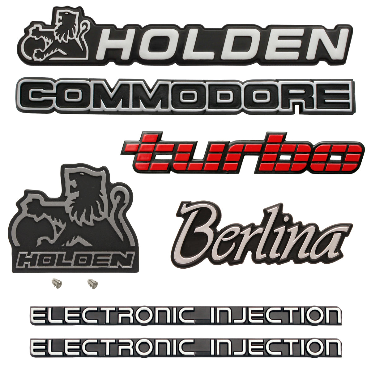 Holden VL Commodore Berlina TURBO Badge Kit 7pce boot tailgate badges decals - kB1086-b