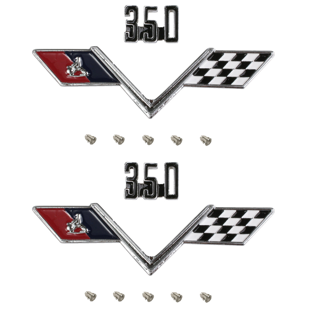 Holden 350 Flag Badge x2 HT HG Chev V8 Guard  fender  emblem - kB1094-a