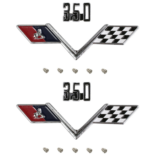 Holden 350 Flag Badge x2 HT HG Chev V8 Guard  fender  emblem - kB1094-a