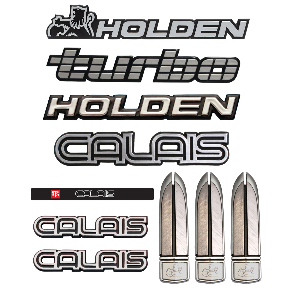 Holden VL Commodore Calais TURBO Badge Kit 10pce boot tailgate badges decals - kB1100-a