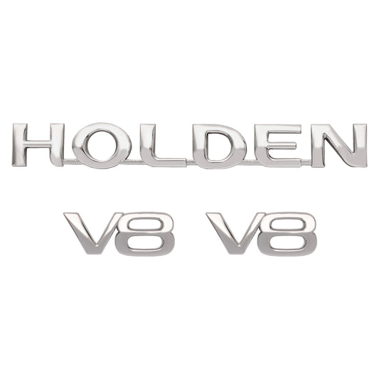"Holden Commodore "HOLDEN" Rear + "V8" Guard Badge Kit VS Sedan Chrome / Silver - kB1141-a"