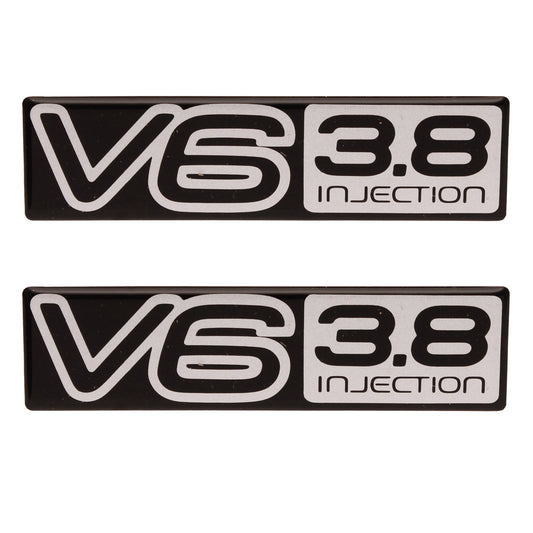 Holden Commodore VP Silver V6 3.8 Injection Badge x2 Front Fender / Guard emblem - kB1175-a