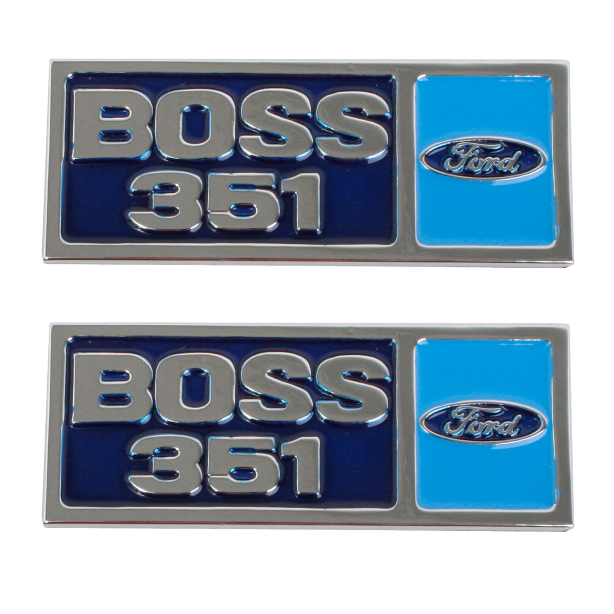 Ford Chrome "Boss 351" Badge Plaque x2 Suit Alloy Rocker Cover XW XY XA XB XC V8 - kB2006-a