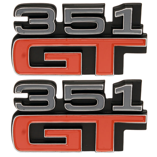 Ford '351 GT' Badge Pair - Fender / Guard x2 XA GT Sedan or Coupe emblem boot - kB2019-a