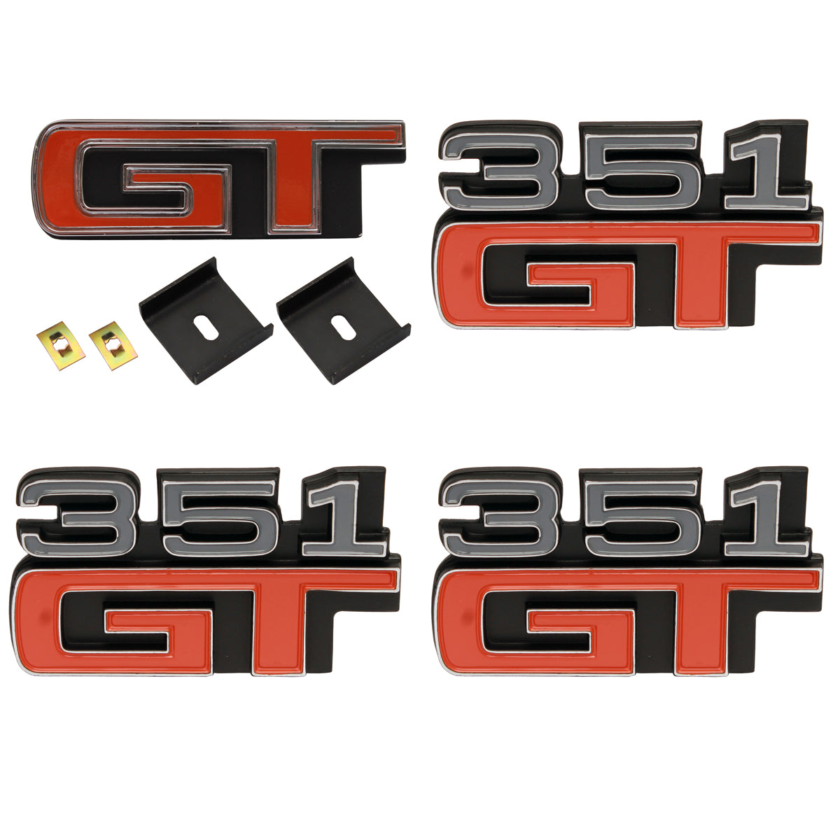Ford '351 GT' Badge Set x4 Guard / Fender +Boot Panel +Grille XA GT COUPE emblem - kB2019-c