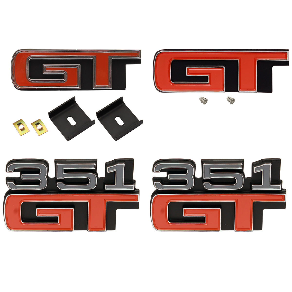 Ford '351 GT' Badge Set x4 Guard / Fender +Boot Panel +Grille XA GT SEDAN emblem - kB2019-d
