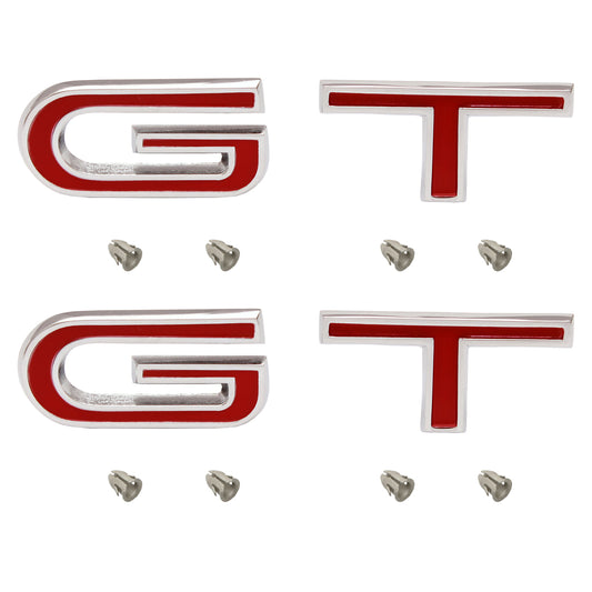 Ford Large Red G T Letters Badge PAIR Fit Pillar Boot or Bonnet x2 XT GT - kB2028x2