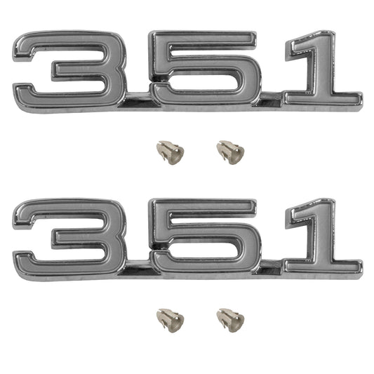 Ford Chrome "351" Guard Badge PAIR ZC ZD Fairlane Fender Emblem - kB2030-a