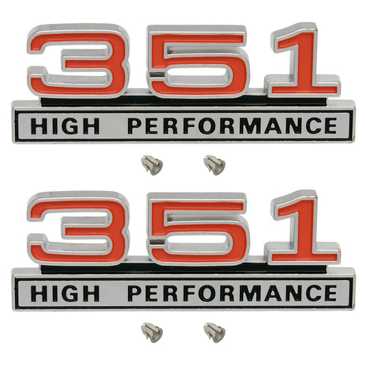 Ford '351 HIGH PERFORMANCE' Guard Badge Pair x2 XW GT Falcon emblem - kB2036x2