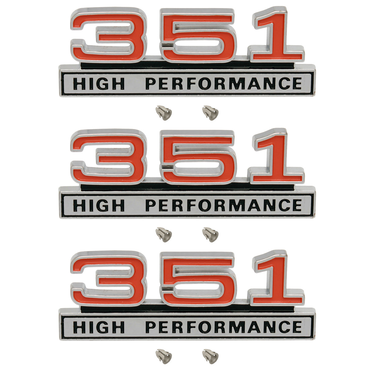 Ford '351 HIGH PERFORMANCE' Guard / Fender + Boot Badge Kit x3 XW GT emblem - kB2036x3