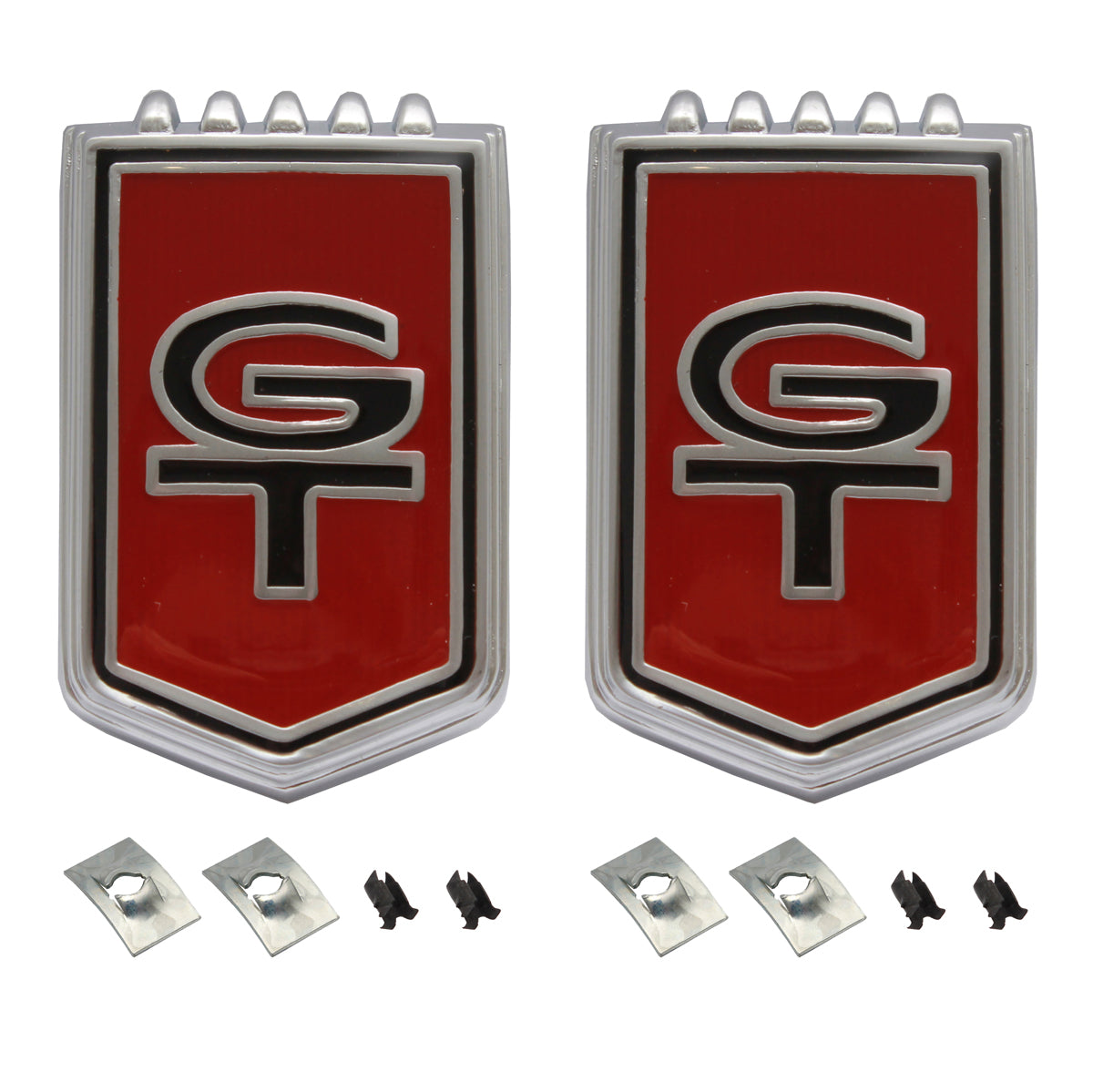 Suit Ford 'GT' Shield Badge PAIR Fit Grille or Roof or Boot x2 XR GT - kB2037x2