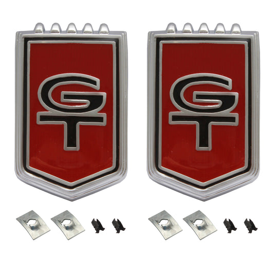 Suit Ford 'GT' Shield Badge PAIR Fit Grille or Roof or Boot x2 XR GT - kB2037x2
