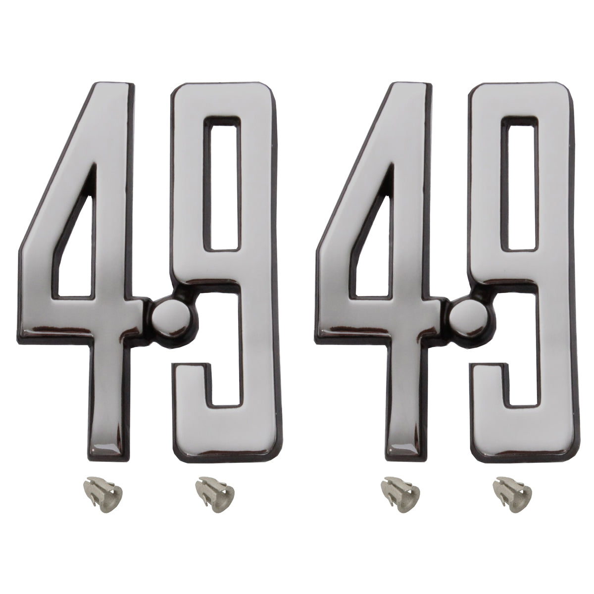 Ford 4.9 Chrome Fender / Guard Badge Pair x2 XC Falcon New Suit Any 302 V8 - kB2104x2