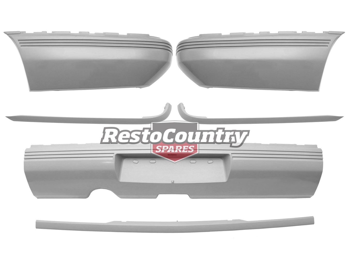 Holden Commodore REAR Bumper Bar + Mould Kit x6 VL Sedan NEW plastic trim - kBBKH-a-z