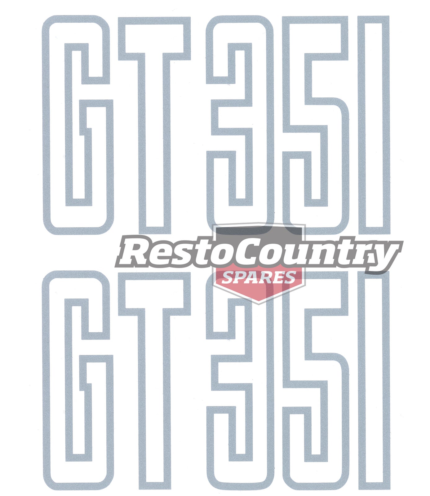 Ford Silver "GT 351" Guard Decal PAIR XB GT Large sticker panel fender - kBD4386-a