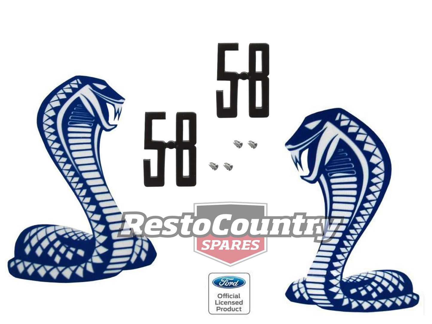 Ford Cobra Guard Decal + 5.8 Badge Kit Left + Right XC V8 351 GS fender sticker -kBD4578x4-B - kBD4578x4-B