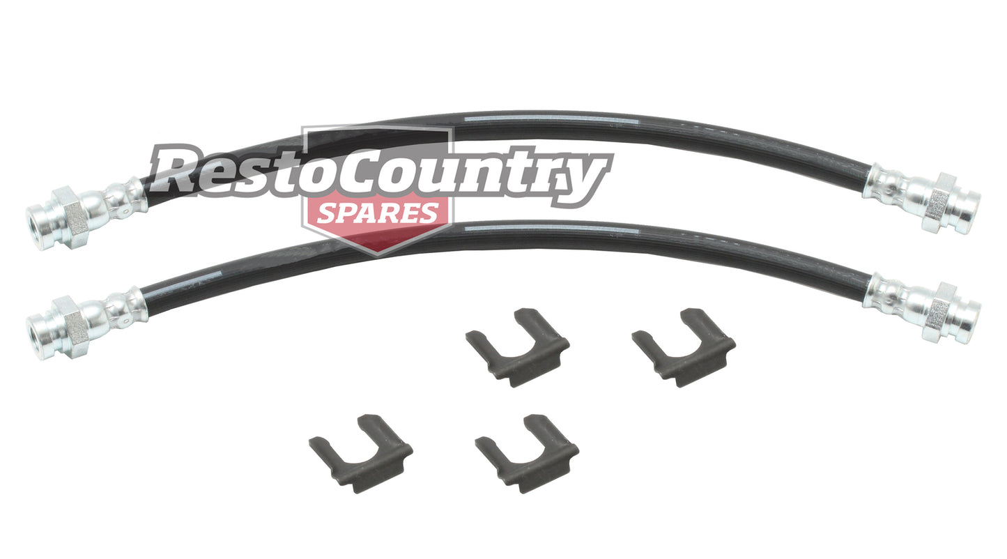 Holden Torana FRONT Brake Caliper Hose PAIR + FREE CLIPS LC LJ Suit Disc rubber - kBHC-5239-b