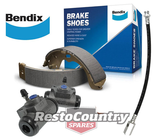 Rear Drum Brake Shoes, Wheel Cylinder & Hose Kit Holden VB VC VH VK VL - kBS1385-b