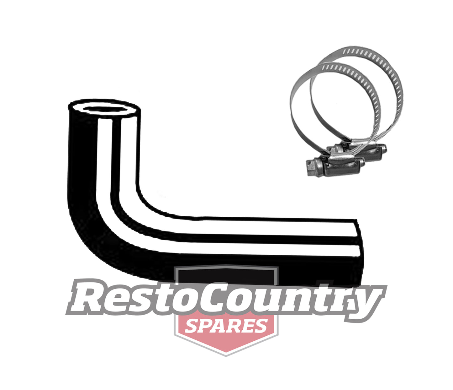Ford Service UPPER Radiator Hose + Clamps XK XL 6 Cylinder 144 170 bottom - kCH482-b