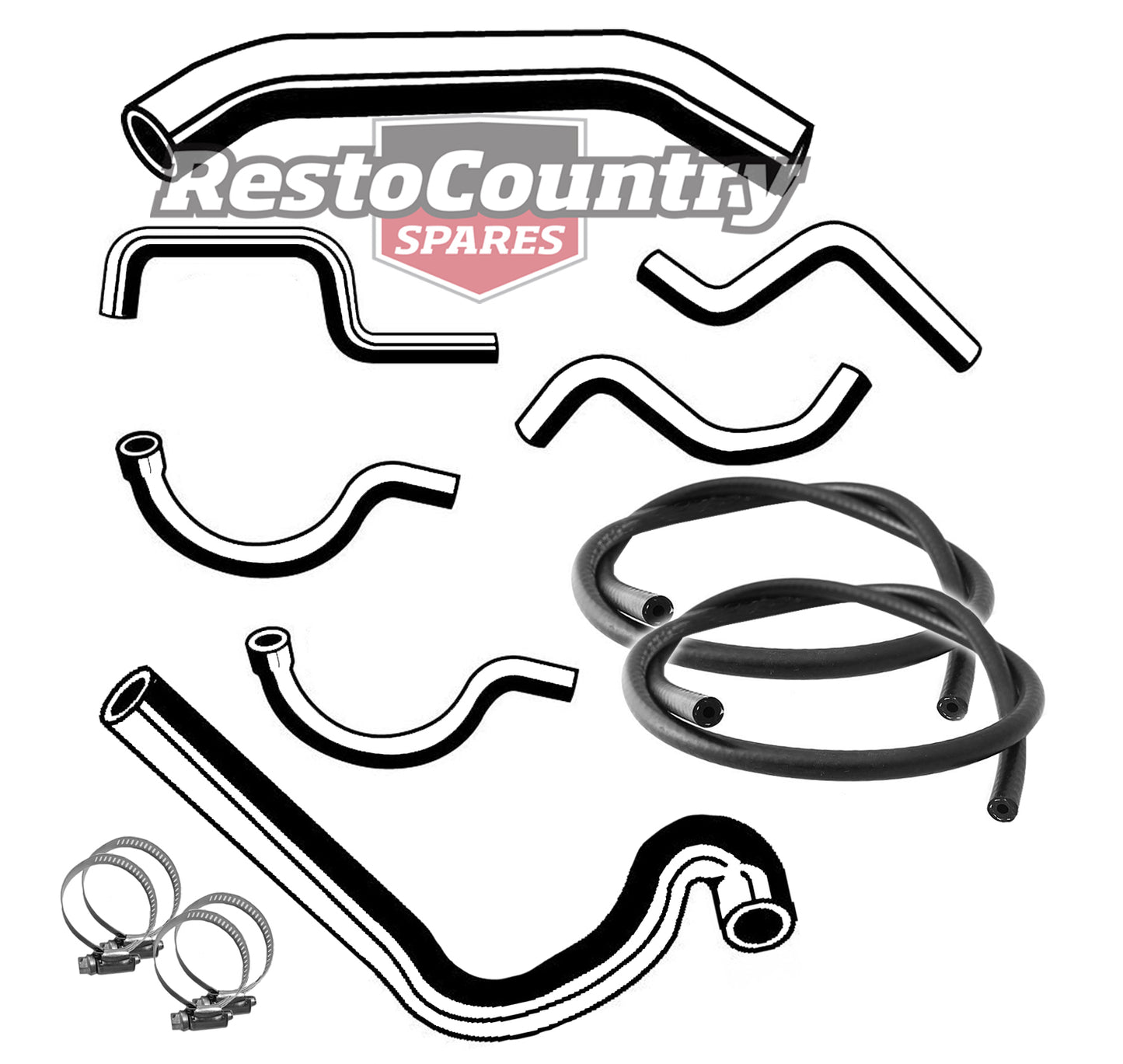 Holden Commodore Engine Radiator +Heater Hose+Clamps Kit VL 6 3.0 RB30 N/A Turbo - kCHVP6-a