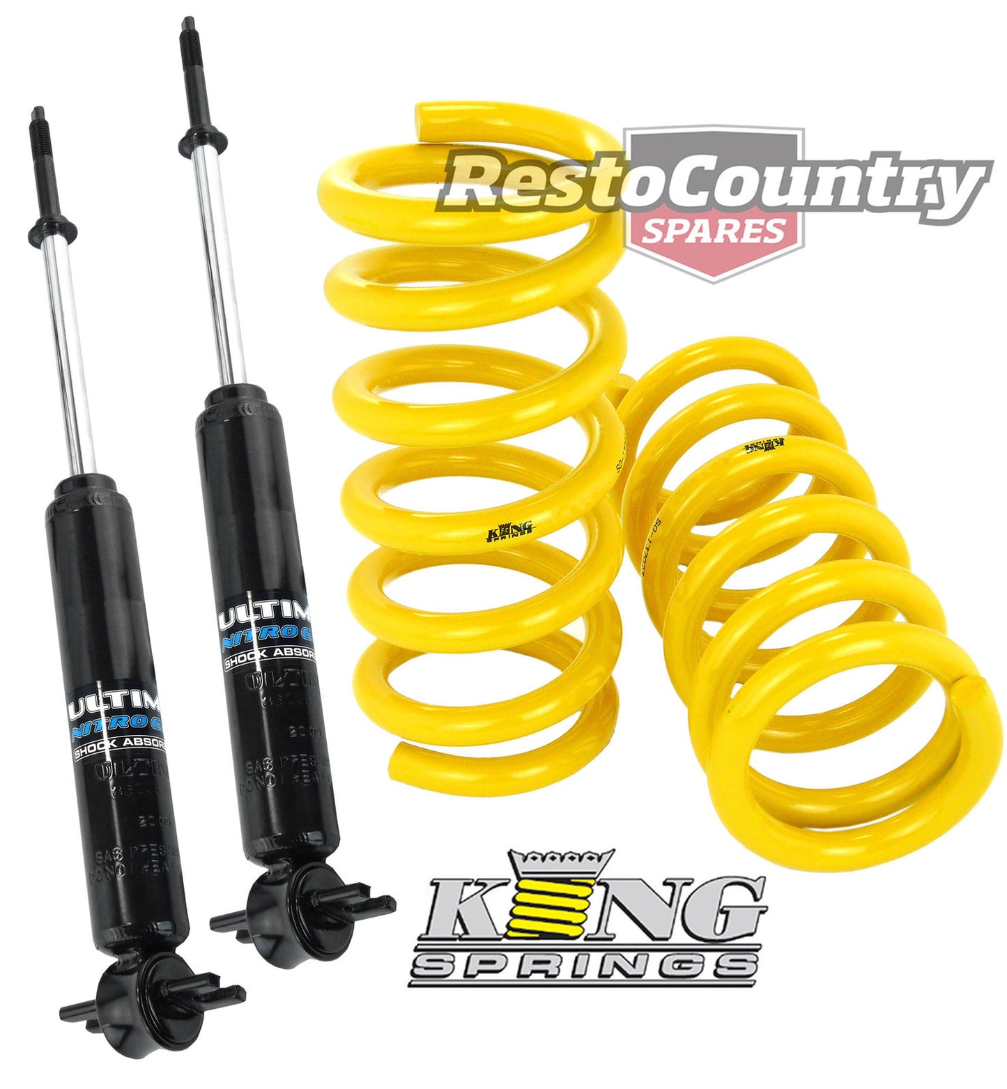 Holden Coil KING Spring + Shock HZ WB Ute Van 6cyl FRONT Super Low 50mm - kCOILH120