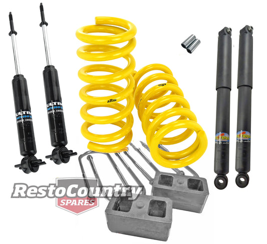 Holden Coil KING Spring Shock+Block HZ WB Ute Van 6cyl FRONT REAR Super Low 50mm - kCOILH121