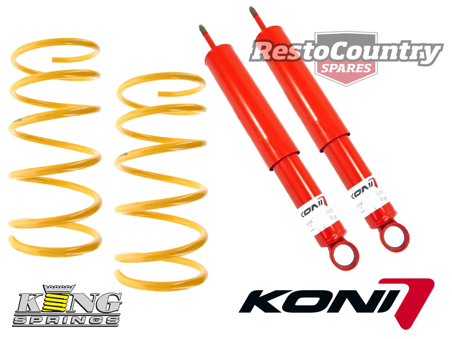 Holden Coil KING Spring +KONI Shock Kit Torana LC LJ 6cyl V8 Rear 25mm Sport Low - kCOILH139