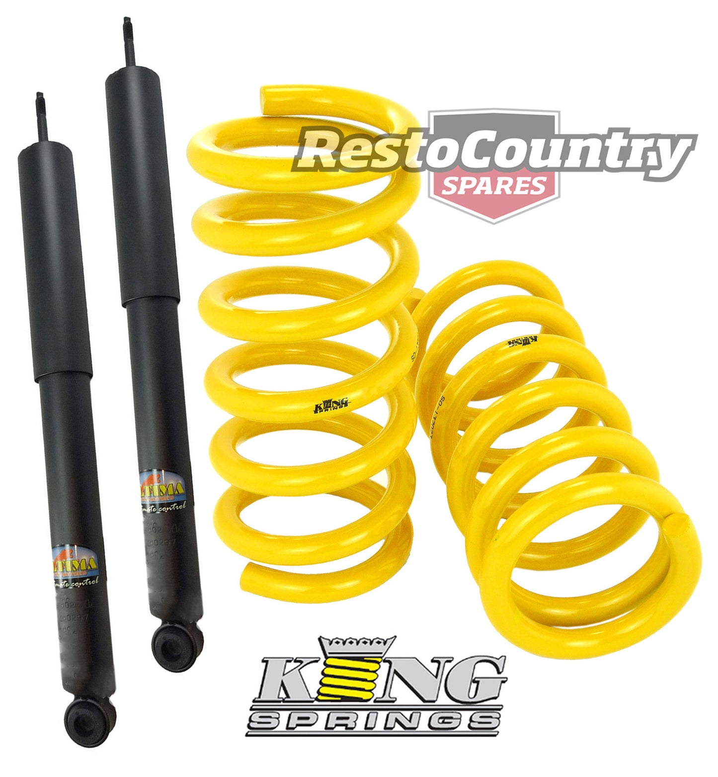 Holden Coil KING Spring +Shock Kit HQ HJ HX HZ Statesman V8 REAR Sports Low 25mm - kCOILH050