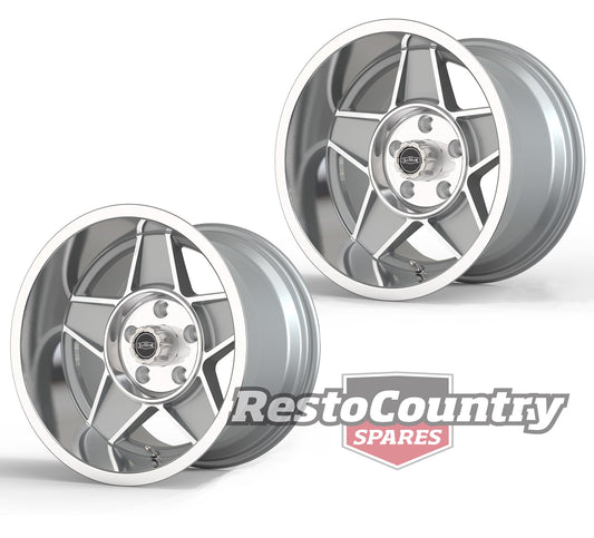 CTM Muscle GLOBE Wheel PAIR 15x8 5/114.3 SILVER Ford XT XW XY XA XB XC XD XE XF  -kCTMGLOBE1-a - kCTMGLOBE1-a