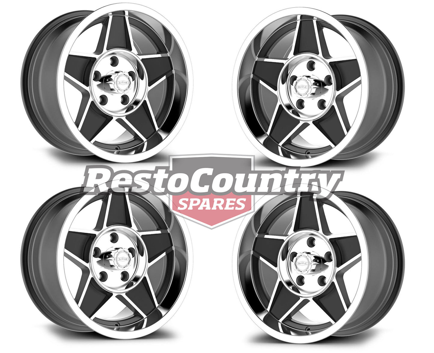 CTM GLOBE Wheel SET 15x7 15x8 5/114.3 BLACK Ford XD XE XF Staggered -kCTMGLOBE2-c - kCTMGLOBE2-c