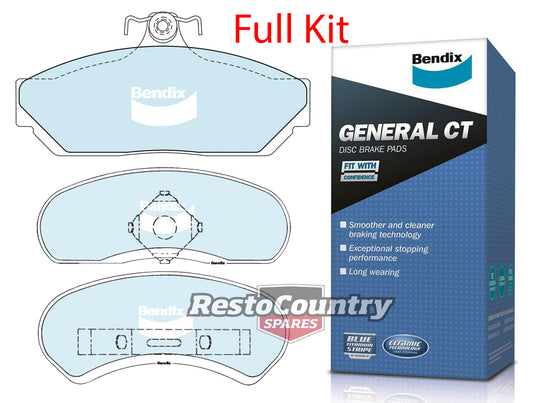 Bendix Front & Rear Disc Brake Pad Kit (Girlock Alloy) Holden HZ WB - kDB1023-b