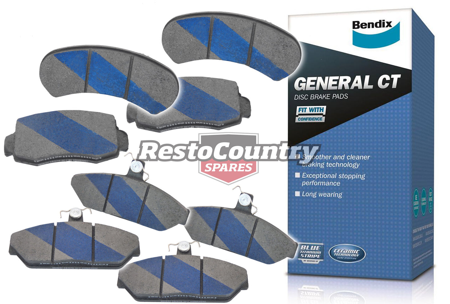 Bendix Front & Rear Disc Brake Pad Kit (Girlock Caliper Ford XE XF ZL - kDB1075-a