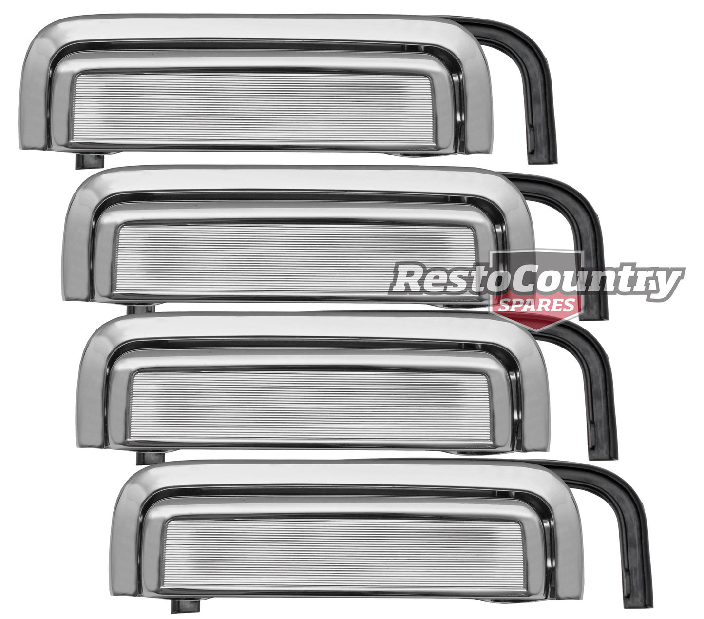 Holden Commodore Chrome Outer Door Handle Kit x4 Left + Right VB VC VH VK VL NEW - kDH1056-b