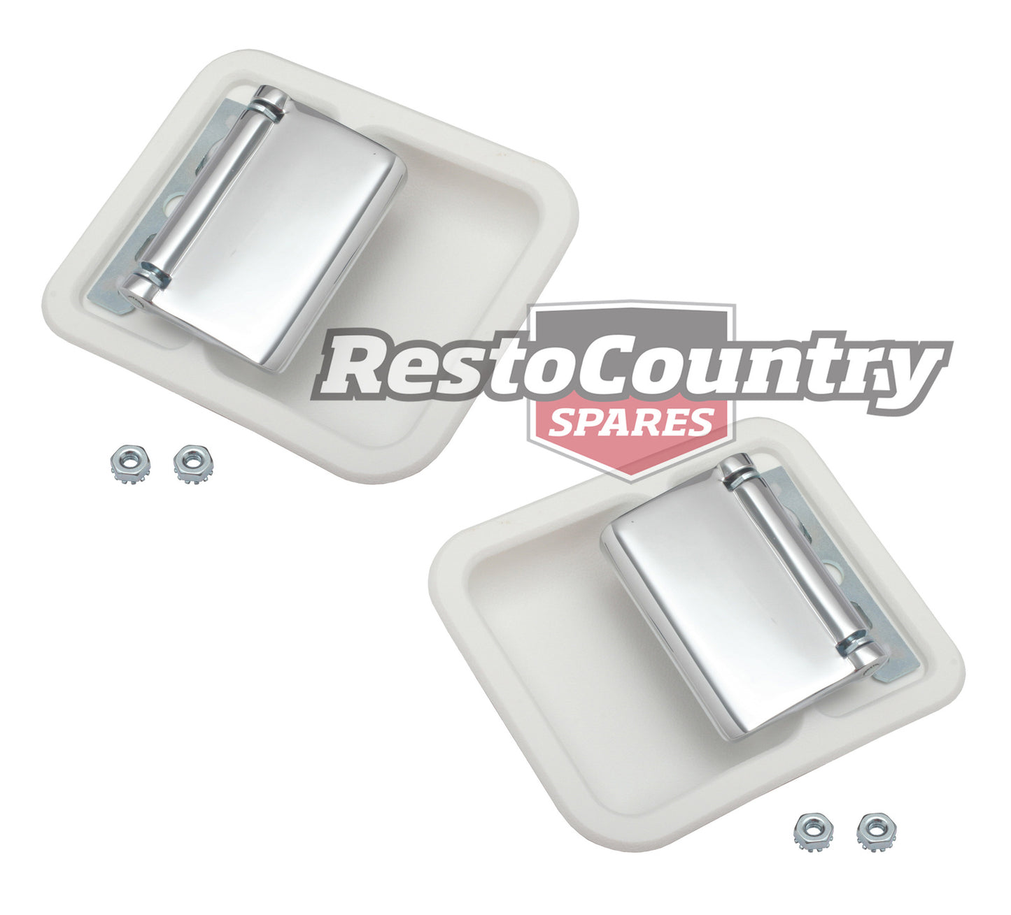 Ford Inner Door Handle Kit x2 Left + Right White Bucket XT XW XY ZB ZC ZD grab - kDH2001W-a