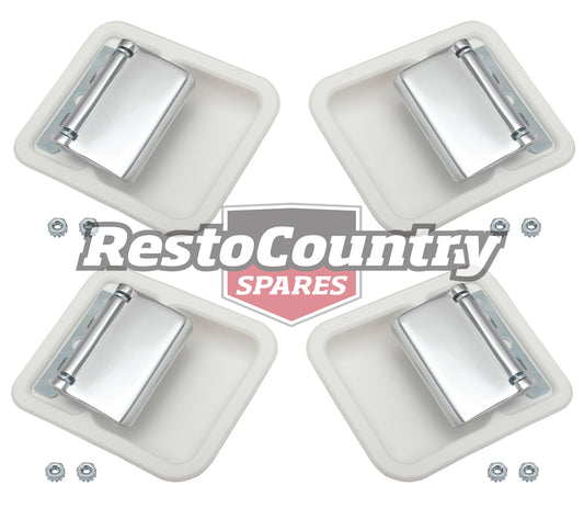 Ford Inner Door Handle Set x4 Left + Right White Bucket XT XW XY ZB ZC ZD grab - kDH2001W-b