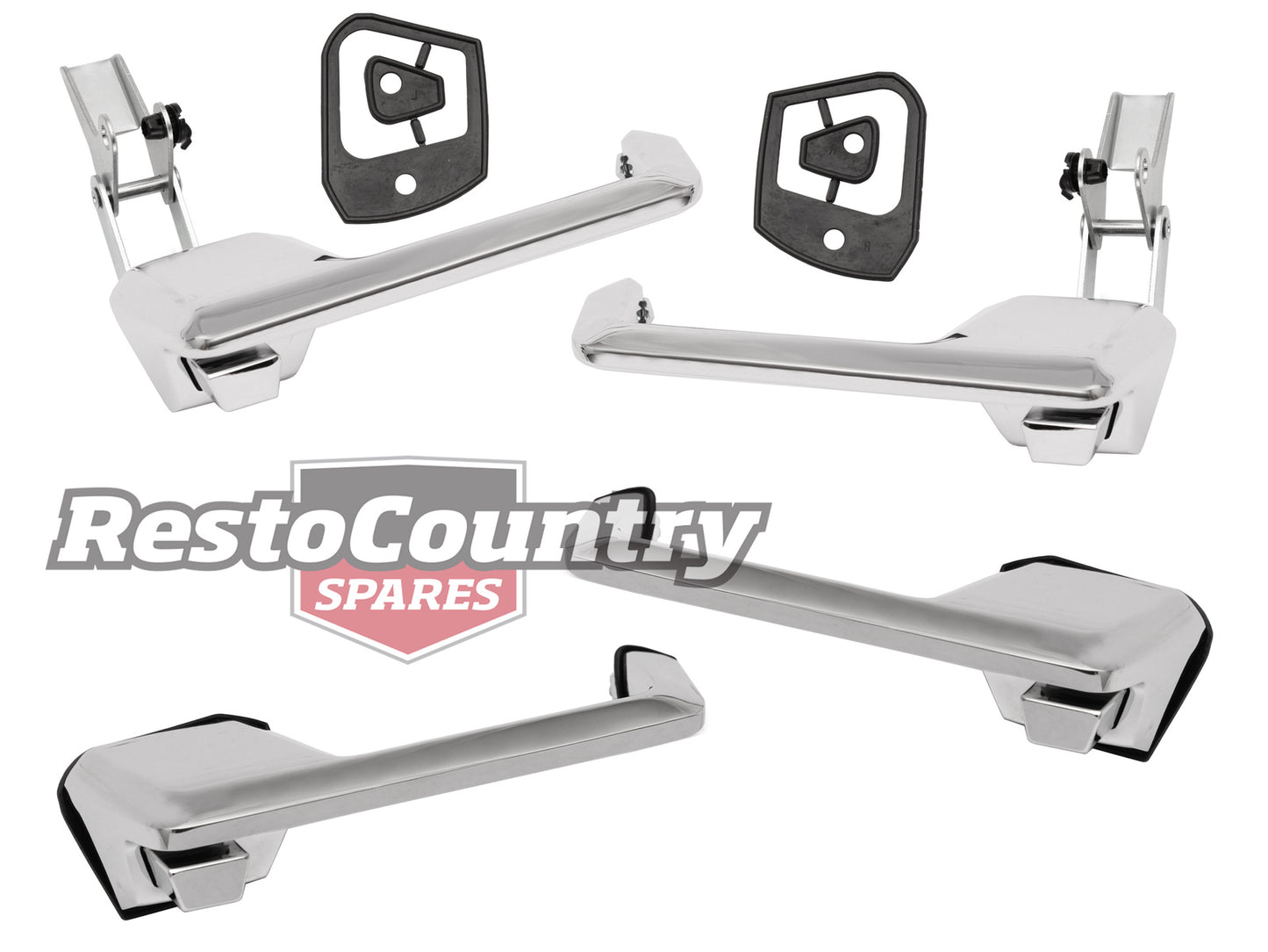 Ford FRONT + REAR Chrome Outer Door Handle Kit x4 XR XT XW XY ZC ZD Left + Right - kDH2020P-a