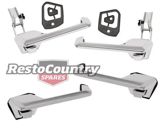 Ford FRONT + REAR Chrome Outer Door Handle Kit x4 XR XT XW XY ZC ZD Left + Right - kDH2020P-a