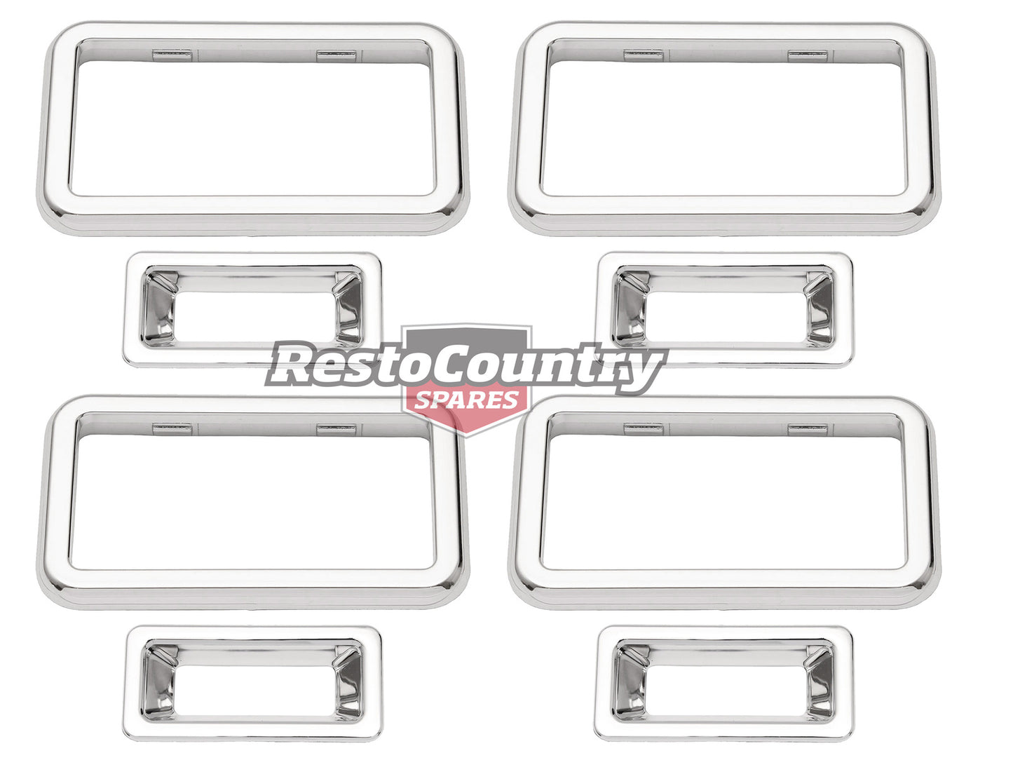 Holden Commodore Door Handle + lock Surround TRIMS Kit VB VC VH VK VL Chrome x8 - kDHS1002-a
