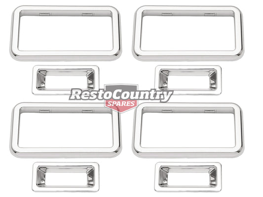Holden Commodore Door Handle + lock Surround TRIMS Kit VB VC VH VK VL Chrome x8 - kDHS1002-a