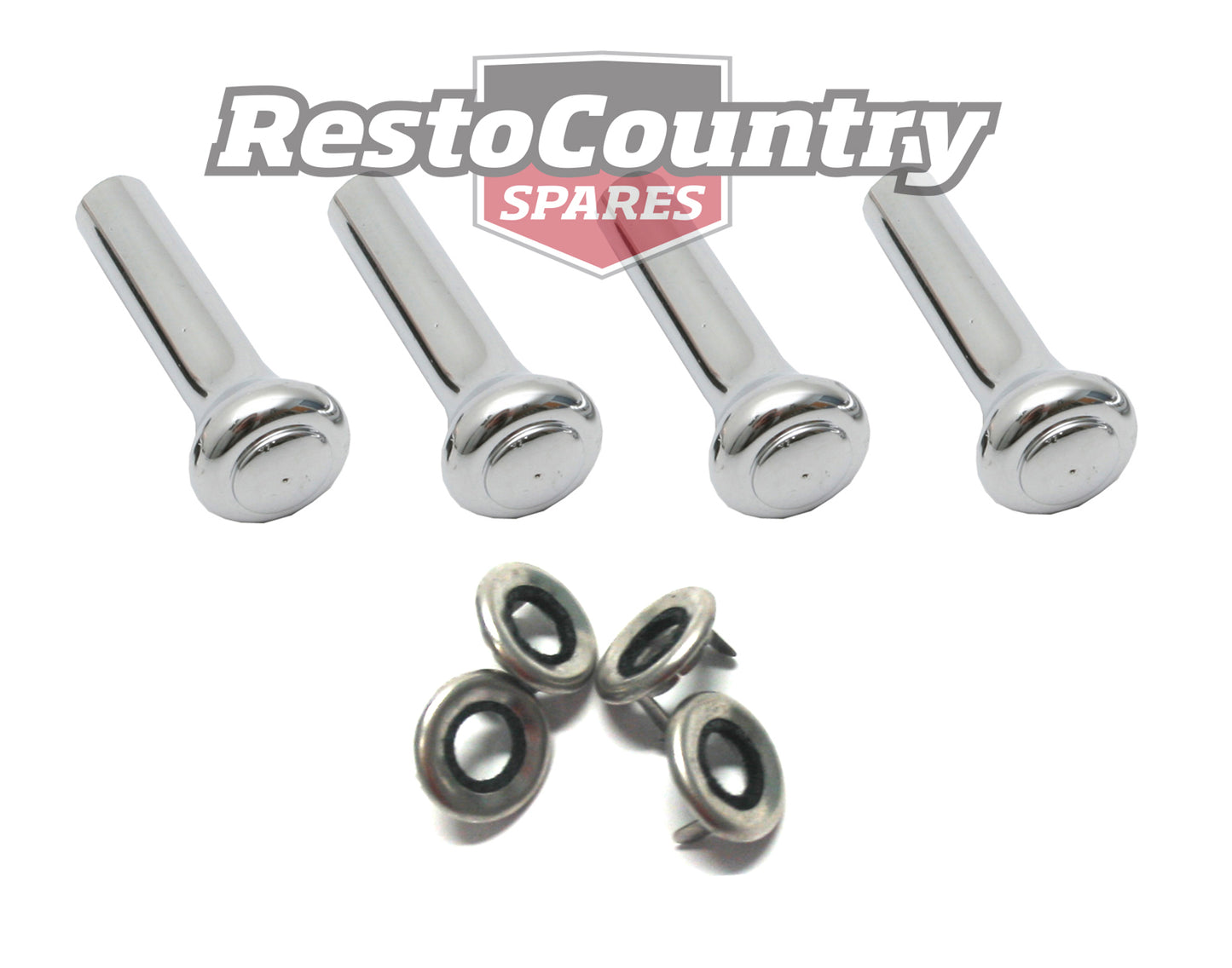 Ford CHROME Door Lock Knob +Collar / Ferrule XT XW XY XA XB ZB ZC ZG TO 1/75 8pc - kDLK2002_SDL2