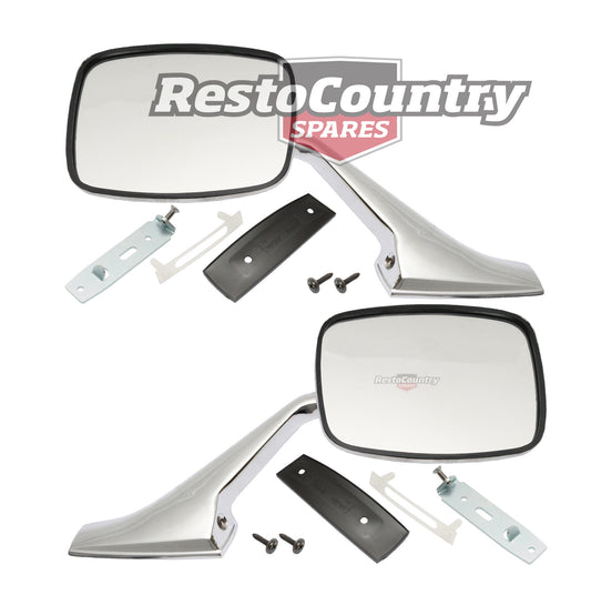 Holden Door Mirror + Stalk + Fitting Kit Pair HQ HJ HX HZ WB Torana LH LX UC Gemini - kDM1010-11