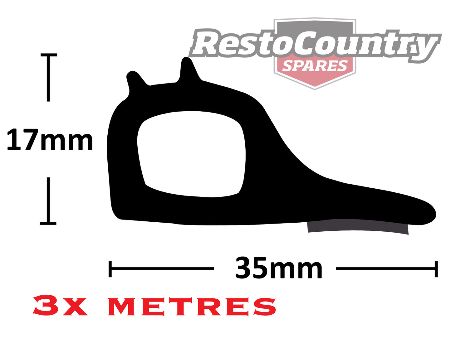 Universal Tailgate Rubber Seal 3 Metres 17mm x 35mm – kDS101x3