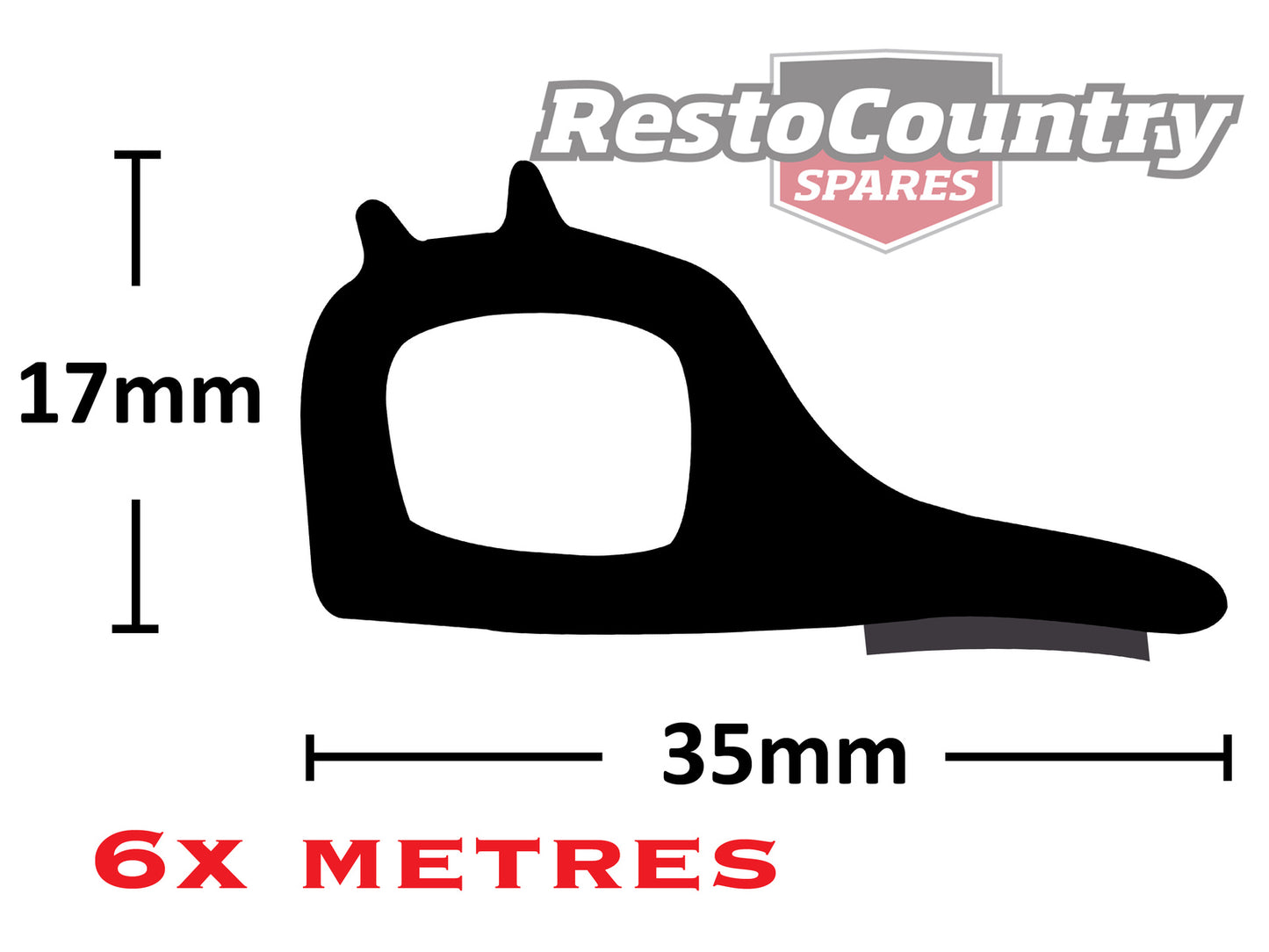 Universal Tailgate Rubber Seal 6 Metres 17mm x 35mm – kDS101x6