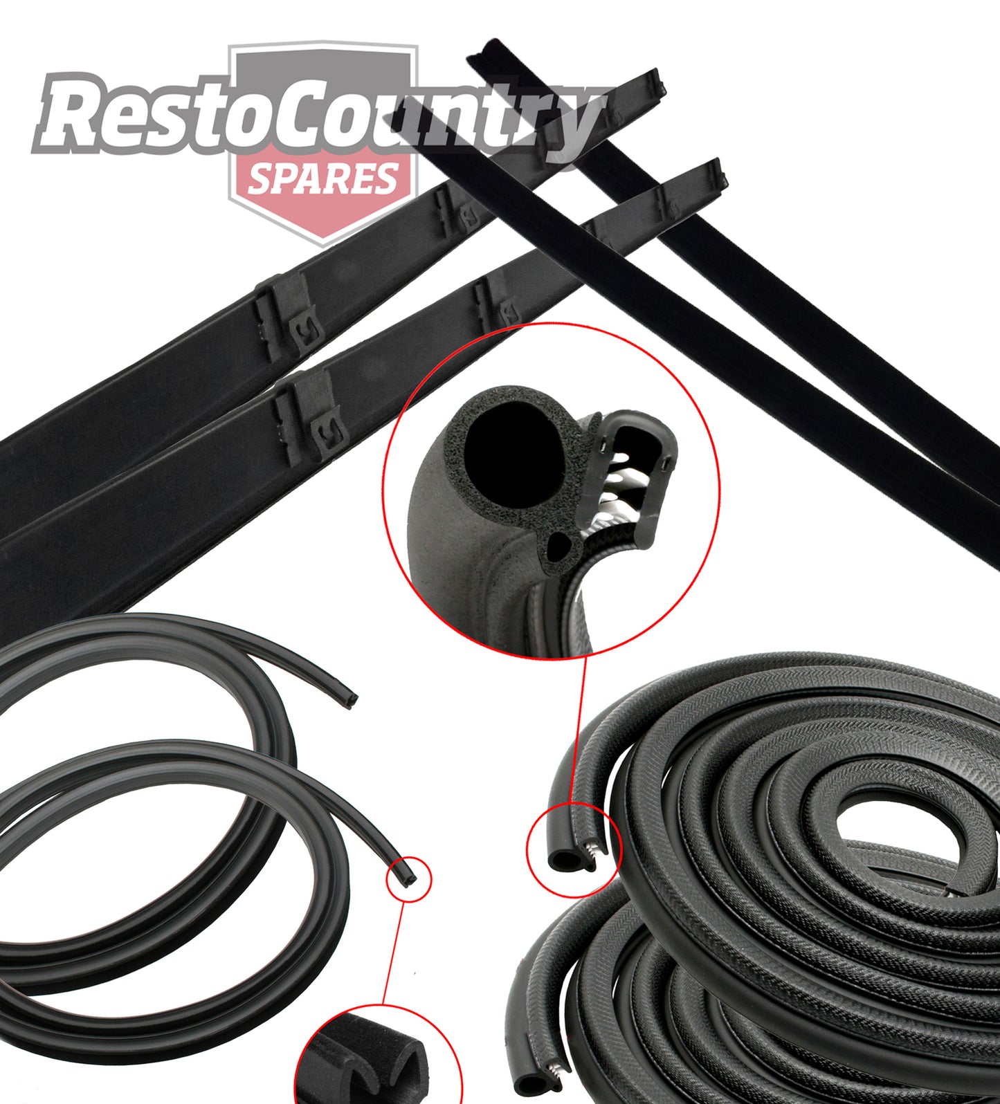 Ford FRONT Door Rubber Seal + Weather Belt + Bailey Chanel Kit XD XE XF ZJ ZK ZL - kDSF-10