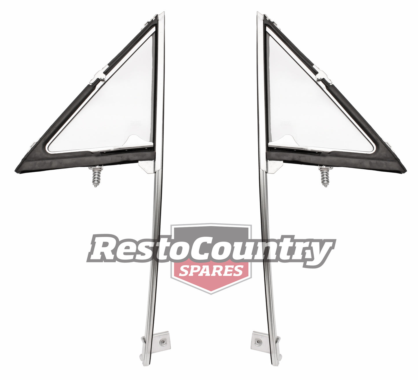 Ford XY Front Quarter Vent Window + Chrome Fame Assembly PAIR Falcon side glass - kF2490-a
