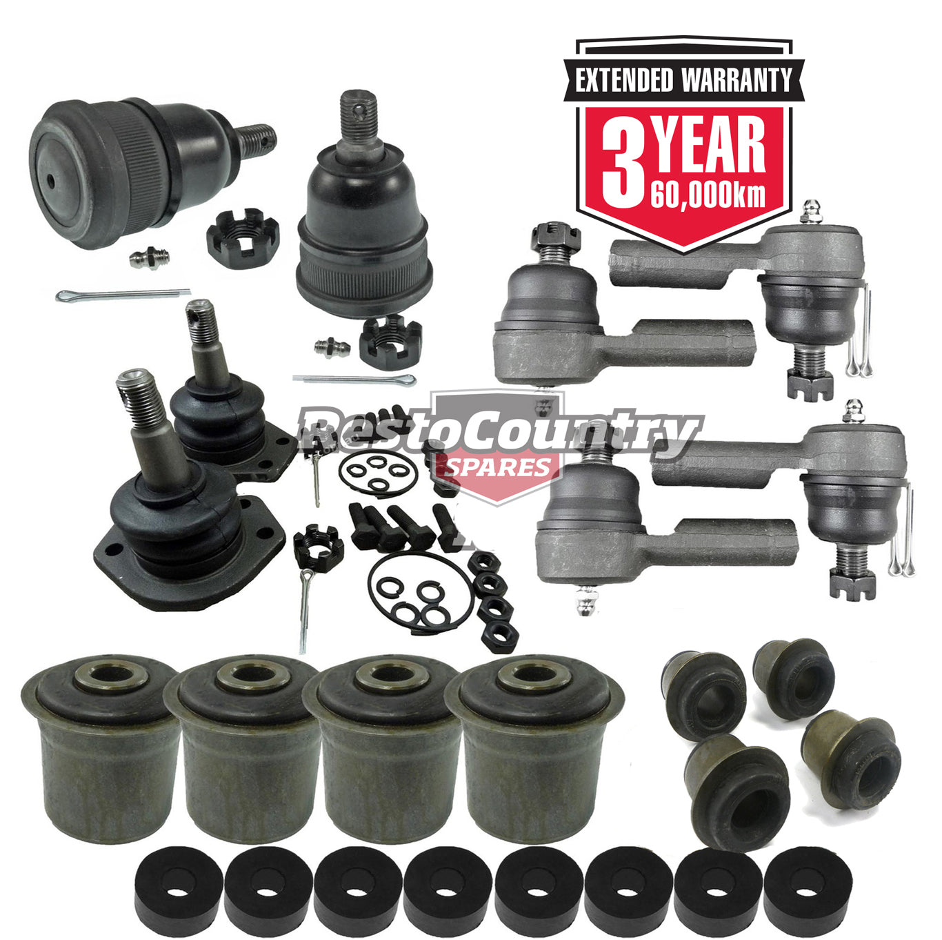 Holden Tie Rod Ends + Ball Joints + Upper +Lower Control Arm Bushes HZ WB RTS - kFERK-11