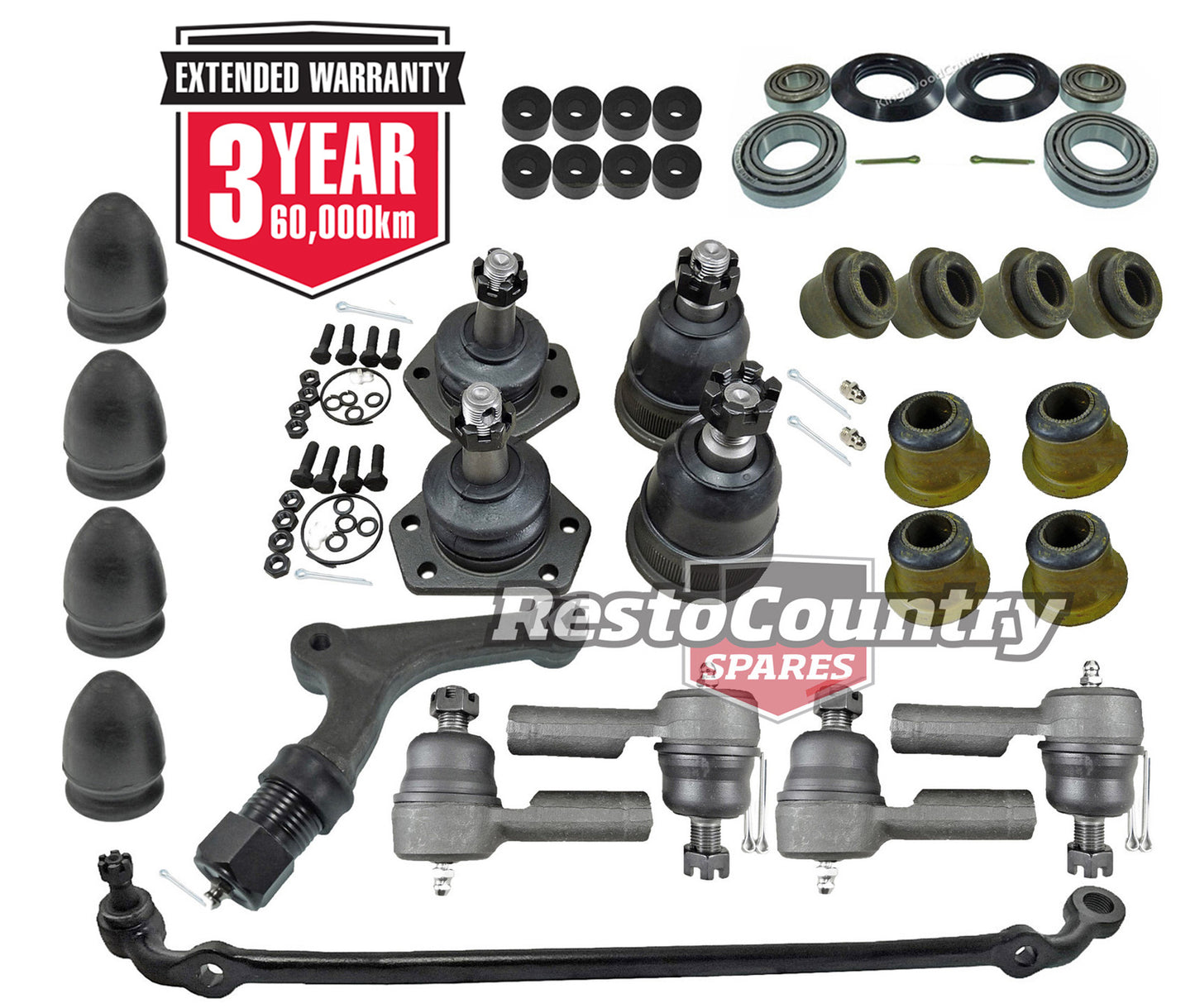 Kit 2. Holden LATE HG Front End Rebuild Kit. Tie rod Ball joint Drag link Bush - kFERK-19