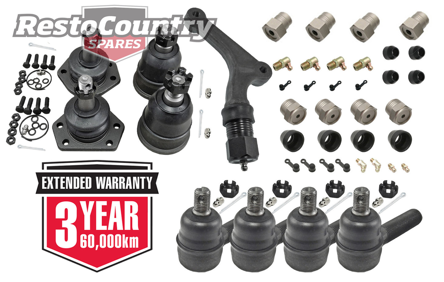 Kit 1. Holden Front End Rebuild Kit. HK Tie Rod+ Ball Joint+ Control Bush+ Idler - kFERK-21